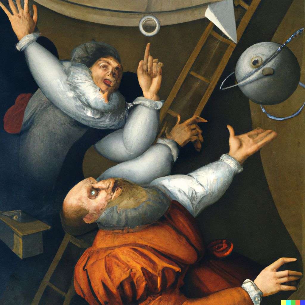 the discovery of gravity, painting from the 17th century